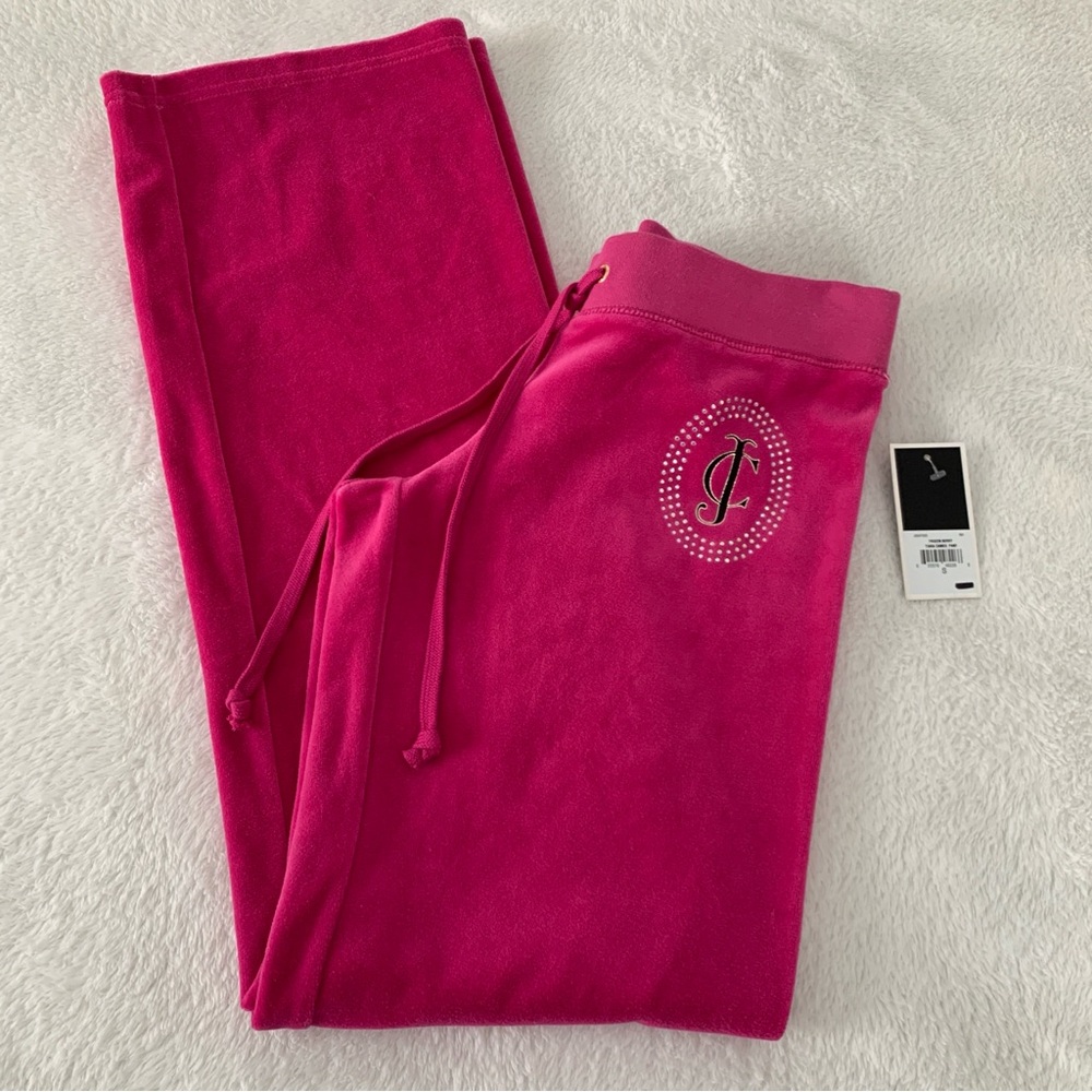 Women’s Small JUICY COUTURE Y2K Frozen Berry Tiara Cameo Velour Low Rise Pants